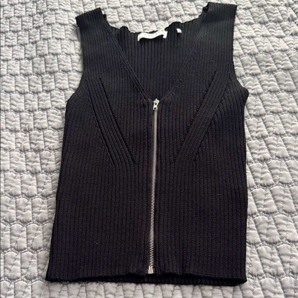 Sandro Black Ribbed Knit Tank Top